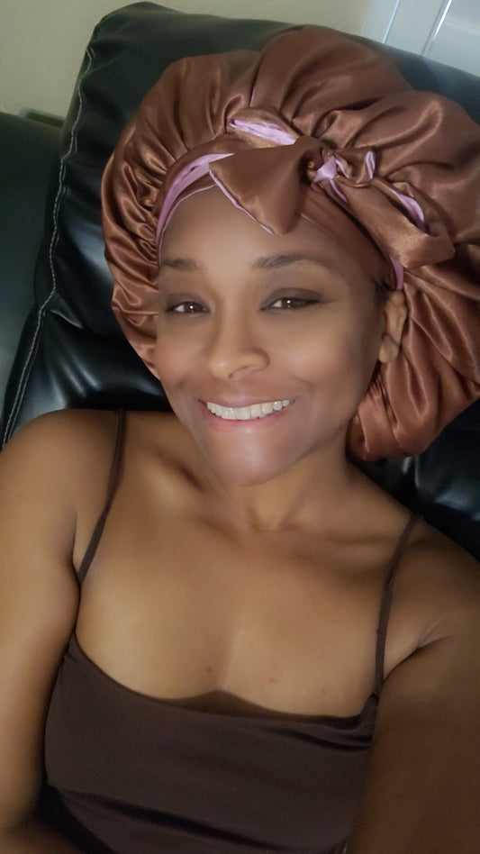 Brown/Pink Reversible Bonnet