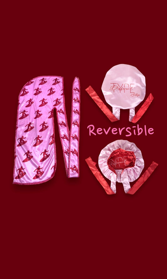 *Special Valentines Day Bundle* Matching Pink Set (1 Bonnet & 1 Durag)