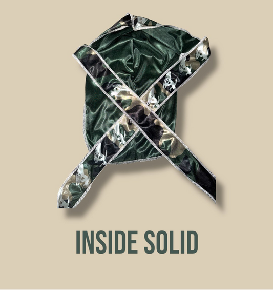 Green Camo Durag w/ White Threading/Logos